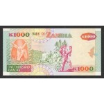 1992-Zambia   Pic  40a   1000 Kwacha  banknote
