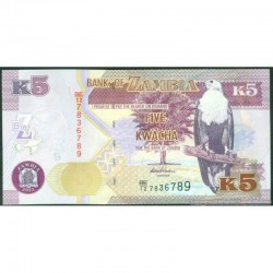 2013 - Zambia PIC 50b billete de 5 Kwacha S/C 2013 - Zambia PIC 50b billete de 5 Kwacha S/C