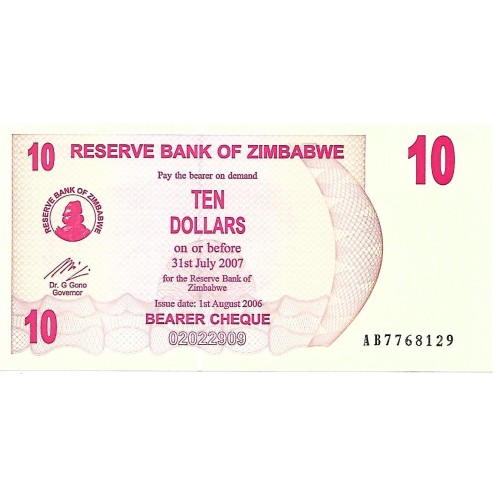 2006 - Zimbawe PIC 39 billete de 10 Dólares S/C