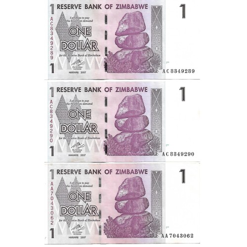 2007 - Zimbawe PIC 65 billete de 1 Dólar S/C-