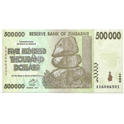2008 - Zimbabwe 500,000 Dollars banknote PIC 76 UNC 2008 - Zimbabwe 500,000 Dollars banknote PIC 76 UNC