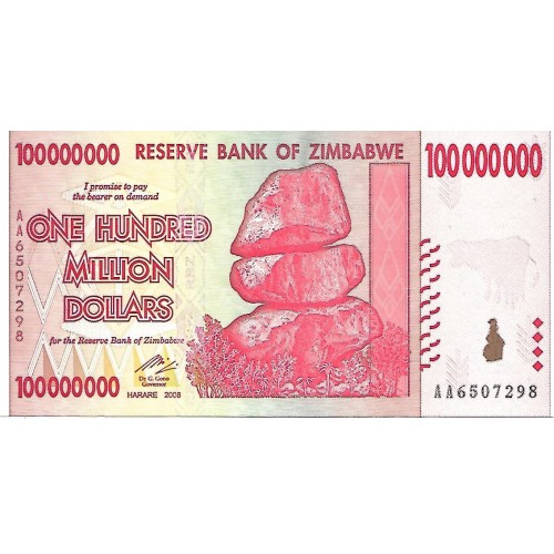 2008 - Zimbawe PIC 80 billete de 100.000.000 Dólares S/C