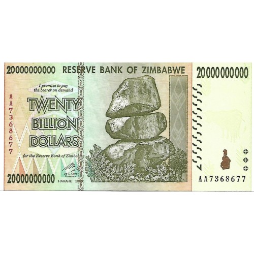 2008 - Zimbawe PIC 86 billete de 20.000.000.000 Dólares S/C