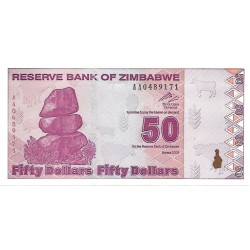 2009 - Zimbabwe 50 Dollars banknote PIC 96 UNC 2009 - Zimbabwe 50 Dollars banknote PIC 96 UNC