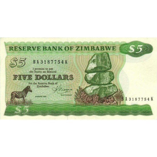 1983 - Zimbabwe Pic 2c 5 Dollars banknote 1983 - Zimbabwe Pic 2c 5 Dollars banknote