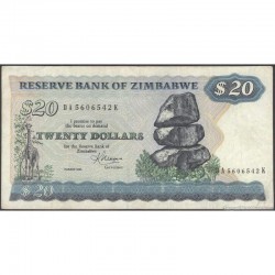 1983 - Zimbawe  pic 4c  billete de 20 Dólares  