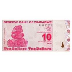 2009- Zimbawe  pic 94  billete de 10  Dólares    