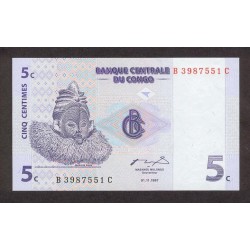 1997 -  Congo, Rep.Democ. Pic 81   billete de 5 céntimos