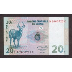 1997 - Congo, Rep.Dmoc. pic 83    20 Censt. banknote