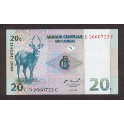 1997 -  Congo, Rep.Democ. Pic 83   billete de 20 céntimos