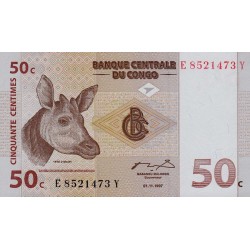 1997 -  Congo, Rep.Democ. Pic 84A   billete de 50 céntimos