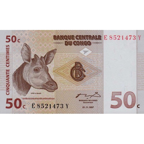 1997 - Congo, Rep.Dmoc. pic 84A   50 Censt. banknote