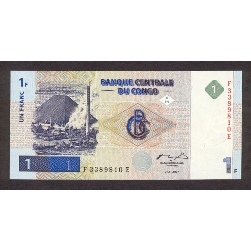 1997 - Congo Democratic Republic PIC 85 1 Franc banknote