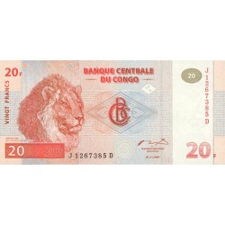 1997 -  Congo, Rep.Democ. Pic 88A   billete de 20 Francos