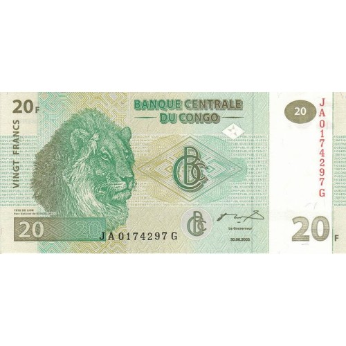 2003 -  Congo Republica Democratica PIC 94 billete de 20 Francos