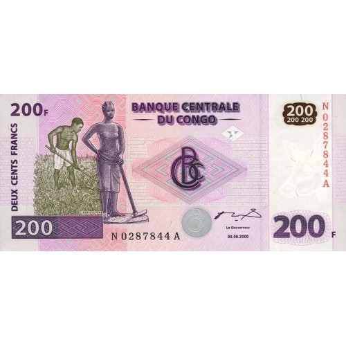 2000 -  Congo Republica Democratica PIC 95 billete de 200 Francos