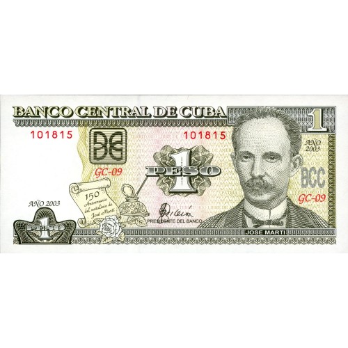 2003 - Cuba P121c 1 Peso  banknote