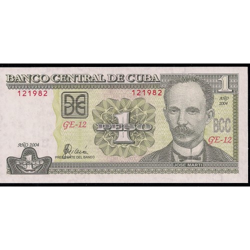 2004 - Cuba P121d 1 Peso  banknote