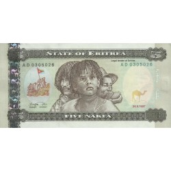 1997 -  Eritrea   pic 2   billete de   5 Nakfa