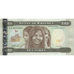 1997 -  Eritrea PIC 3    10 Nakfa banknote