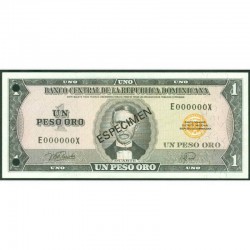 1978 - Dominican Republic P107s 3 Pesos Oro Specimen banknote