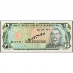 1978 - Dominican Republic P119s1 10 Pesos Oro Specimen banknote