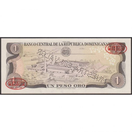 1984 - Dominican Republic P126s1 1 Peso Oro Specimen banknote 1984 - Dominican Republic P126s1 1 Peso Oro Specimen banknote