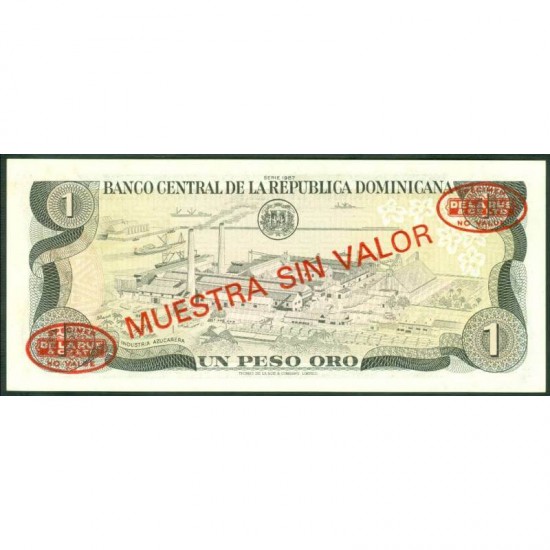 1987 - Dominican Republic P126s2 Peso Oro Specimen banknote 1987 - Dominican Republic P126s2 Peso Oro Specimen banknote
