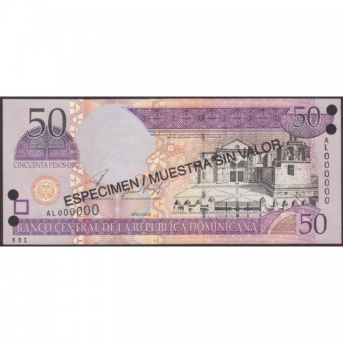 2002 - República Dominicana PIC 170s2 billete 50 Pesos Oro S/C