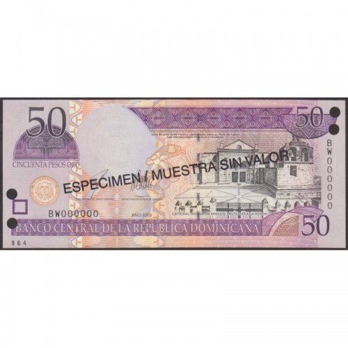 2003 - República Dominicana P170s3 billete 50 Pesos Oro