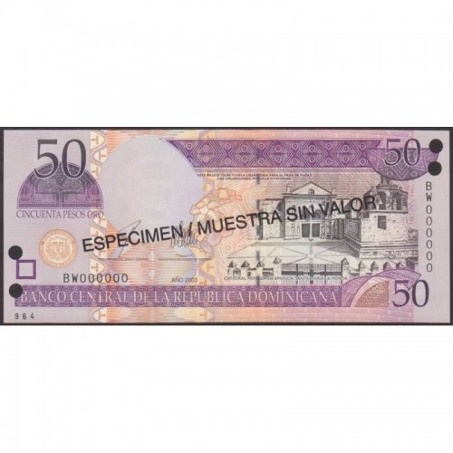 2003 - República Dominicana PIC 170s3 billete 50 Pesos Oro S/C