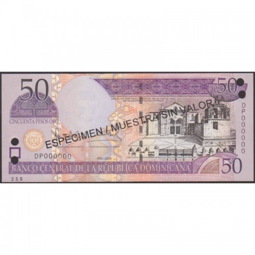 2004 - República Dominicana P170s4 billete 50 Pesos Oro