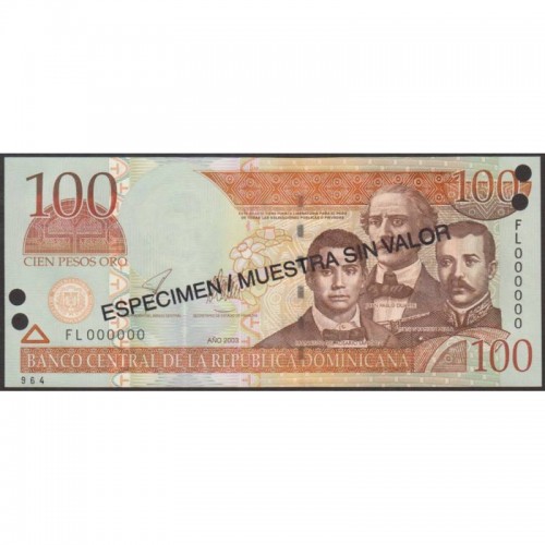 2003 - Dominican Republic PIC 171s3 100 Pesos Oro banknote UNC