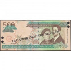 2002 - República Dominicana PIC 172s1 billete 500 Pesos Oro S/C 2002 - República Dominicana PIC 172s1 billete 500 Pesos Oro S/C
