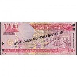 2003 - República Dominicana P173s2 billete 1000 Pesos Oro