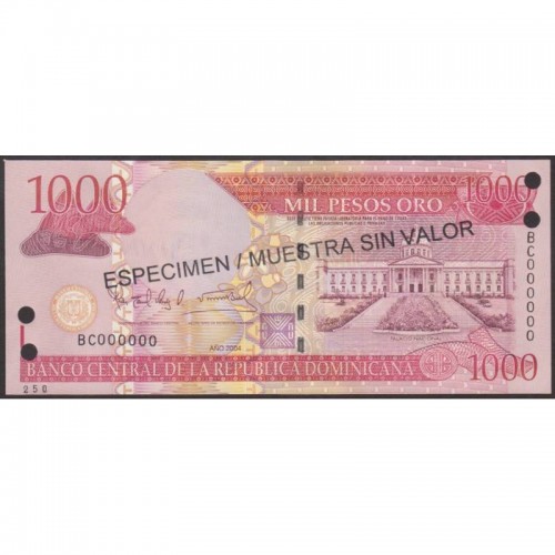 2004 - Dominican Republic PIC 173s3 1000 Pesos Oro banknote UNC