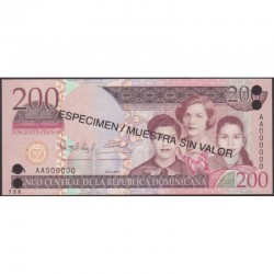 2007 - República Dominicana PIC 178s billete 200 Pesos Oro S/C