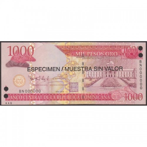 2006 - República Dominicana PIC 180s1 billete 1000 Pesos Oro S/C
