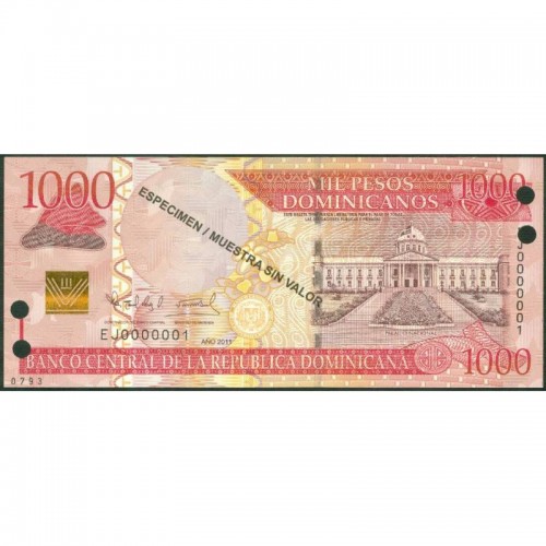 2011 - República Dominicana P187s billete 1000 Pesos Oro Specimen
